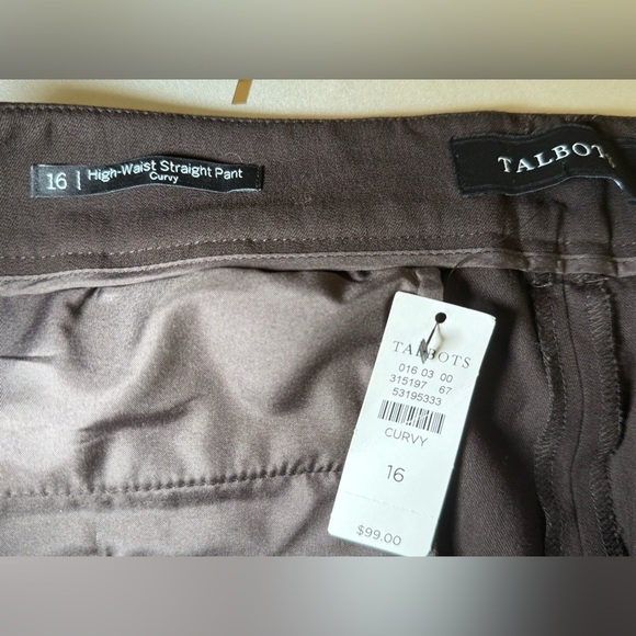 Talbot High Waist Straight Pants Brown Size 16 Curvy NWT Stretch Work Dress - Picture 5 of 6